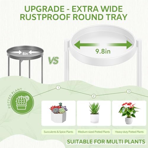5 Tier Large Plant Stand Indoor Outdoor, 10 In Wide Tray, White - Image 3