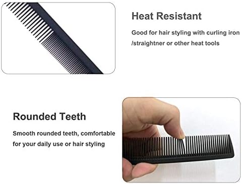3 Pack Carbon Fiber Cutting Comb - Professional 8.15' Styling Comb for All Hair Types, Fine and Wide Tooth - Image 4