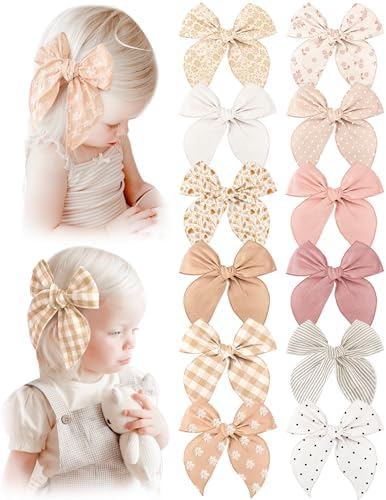 Niceye Big Hair Bows for Girls, Cotton Linen Alligator Clips, 5.5" Bows by Niceye