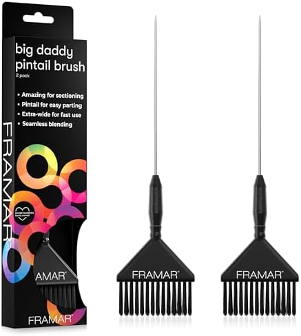 Framar Pin Tail Hair Color Brush Set, Hair Dye Brush Kit – 2 Pack Black by FRAMAR