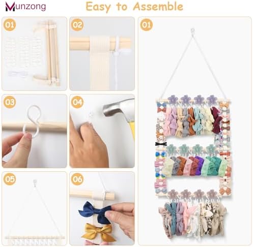 Munzong Headband Holder, Beige Bow Organizer for Baby Girls Bows Holders - Image 5