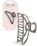 Kitsch Open Shape Metal Hair Clips for Women - Hematite, 1 Pc by Kitsch