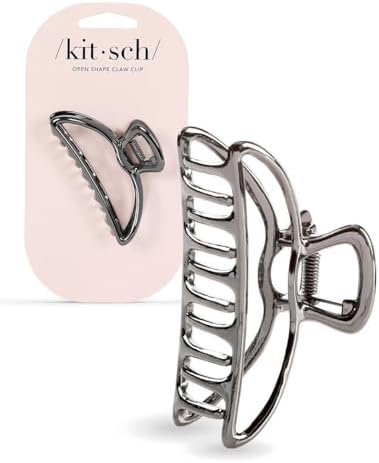 Kitsch Open Shape Metal Hair Clips for Women - Hematite, 1 Pc by Kitsch