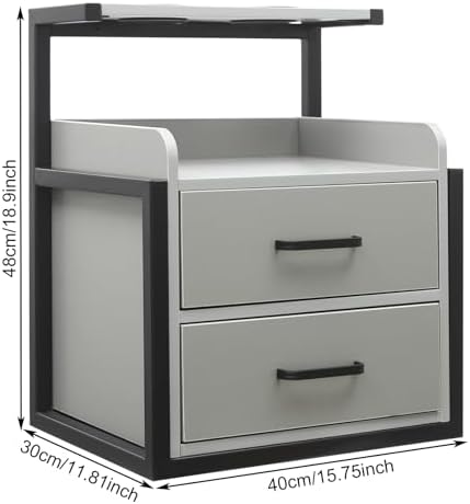 Bepritm Suspended Salon Station, Wall Mounted Salon Cabinet with 2 Drawers & Hair Dryer Stand, Wall Mounted Salon Storage Cabinet for Hair Salon, Bathroom, Bedroom (Black+Gray) - Image 3