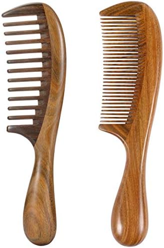 Louise Maelys 2 Pack Wooden Hair Combs, Wide and Fine Tooth Wooden Comb by LouiseMaelys