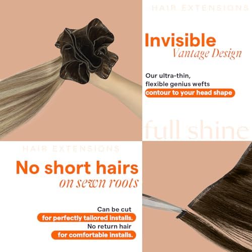 Full Shine Genius Weft Hair Extensions Real Human Hair 20 Inch 80g - Image 4
