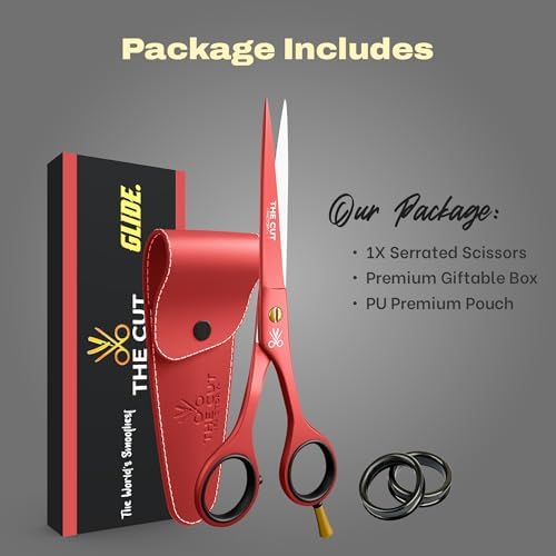 The Cut Factory- 6.5” Professional Hair Scissors - High Carbon 420 Stainless Steel Hair Cutting Scissors, Ultra-Sharp Barber Shears for Salon & Home (RED) - Image 6