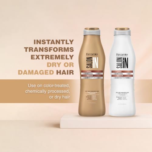 Salon In by Recamier | Hydra Repair Kit - Shampoo, Conditioner (33.8 fl oz Each) & Leave-On (10.1 fl oz) | Dry And Damaged Hair - Image 5