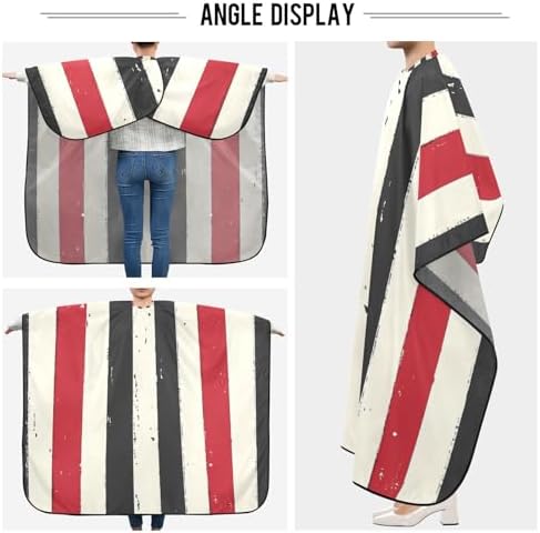 ALAZA Vintage Red White Black Stripes Barber Cape for Men Women, Waterproof Haircut Apron Beard Shaving Bib Hair Cutting Cloth 55 x 65 Inch - Image 5