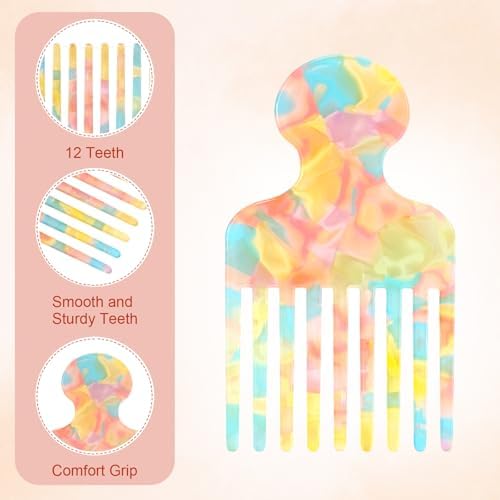 2pcs Hair Pick Comb, Wide Tooth Comb for Curls, 4.7in Long, Smooth - Image 3
