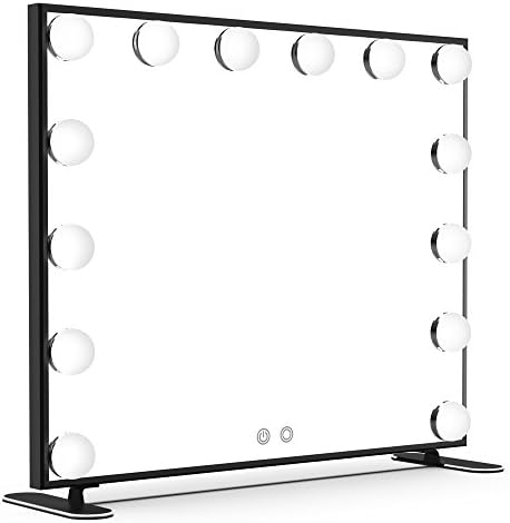 Nitin Hollywood Vanity Mirror with Lights, Black Lighted Makeup Mirror with 14 Bulbs, Tabletop or Wall Mounted Vanity Mirror for Bedroom Dressing Room (Black) by Nitin