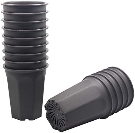 14 Pack 4.40 Inch Plastic Deep Nursery and Seedling Pots, Round Transplant Seed Starter Planter,Gray Color by BangQiao