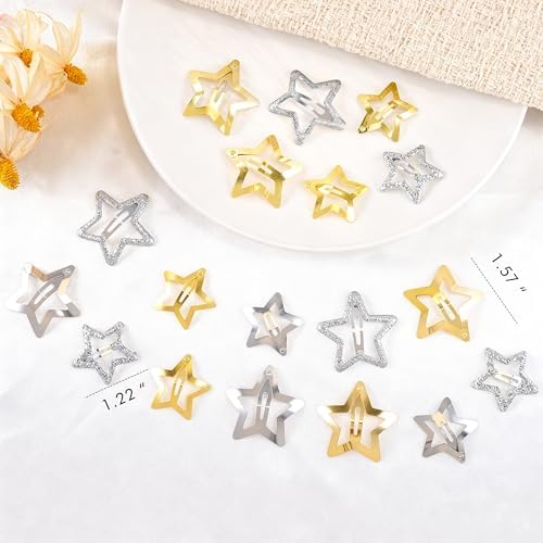 VIBILIA 18 Pcs Star Hair Clips Y2K Silver Non-Slip Snap Hair Accessories - Image 4