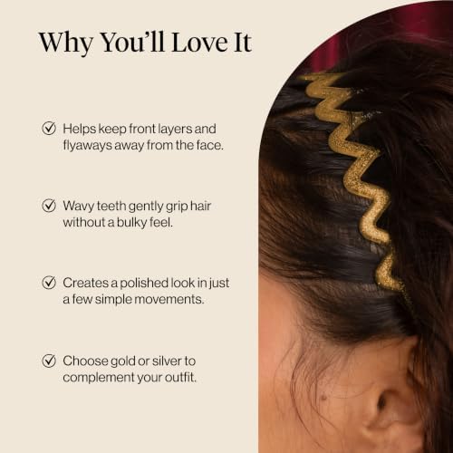 Kitsch Zig Zag Headbands for Women - Gold & Silver - 2 pcs - Image 3