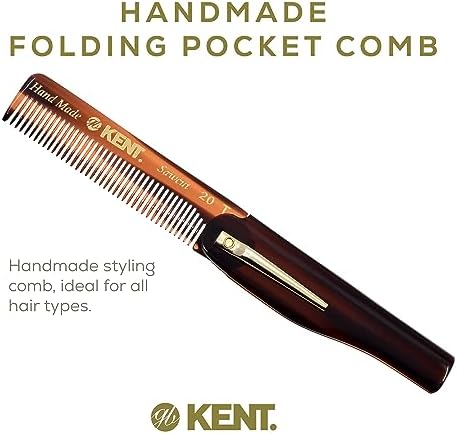 Kent 20T Handmade Folding Pocket Comb for Men, Fine Tooth Hair Comb Straightener for Everyday Grooming Styling Hair, Beard or Mustache, Use Dry or with Balms, Saw Cut Hand Polished, Made in England - Image 3