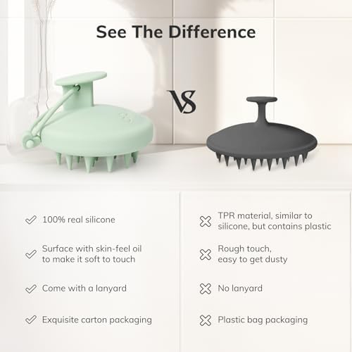 Sndyi Silicone Scalp Massager Shampoo Brush, Hair Scrubber with Soft Silicone Bristles, Scalp Scrubber/Exfoliator for Dandruff Removal, Wet Dry Scalp Brush for Hair Growth & Scalp Care, Mint Green - Image 2