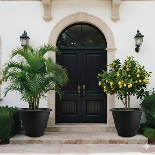 RooTrimmer 6 Pack 20 Inch Large Plant Pots Outdoor,Heavy Duty Plastic Planters with Drainage Holes,Lightweight Black Flower Pots for Indoor Outdoor Plants,Patio,Garden & Trees - Image 6
