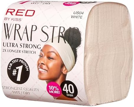 Red by Kiss Wrap Strip, Ultra Strong 2X Longer Stretch Wide Styling Wrap, 40 Strips, Wrap Strip for Natural Hair and Molded Styles, Suitable for Wet/Dry Hair, White-3.5" - Image 4