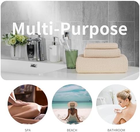 MICROFI New Microfiber Waffle Bath Towels, 3 Pieces, Oversized, Soft, Absorbent, Fast Drying, Lint Free, Includes Bath, Face and Hand Towels 430 GSM - Image 5