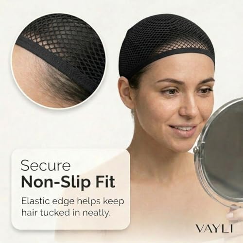 Wig Cap for Long Hair, 2 Large Mesh Hair Nets, Black, 8 Pc Set - Image 6