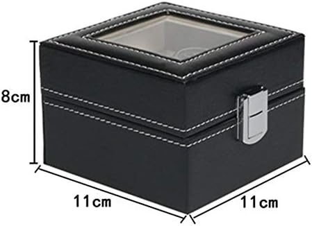Teensery Watch Box 2 Slots Black Leather Watches Storage Case Glass Top Watch Case Organizer Jewelry Display Case for Men and Women - Image 4