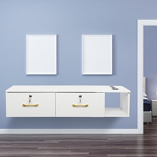 Wall Mount Styling Salon Storage Station Cabinet, White - Image 7