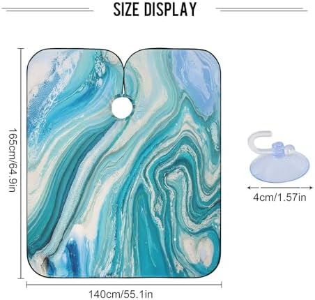 Blueangle Blue Marbling Barber Cape - Adjustable Waterproof Polyester Cape for Hairdresser Styling & Home, 65'' x 55'' - Image 3