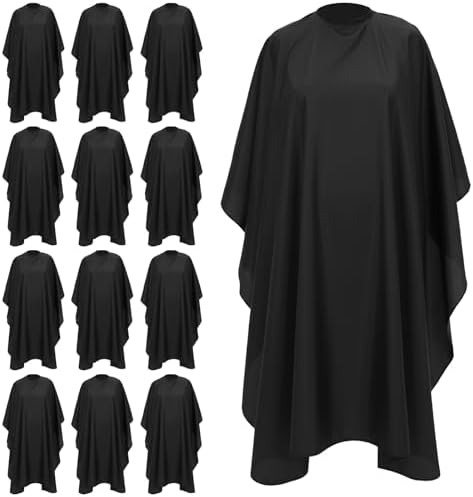 12 Pcs Barber Cape with Adjustable Snap Closure Waterproof, 59 x 47 Inch by Unknown