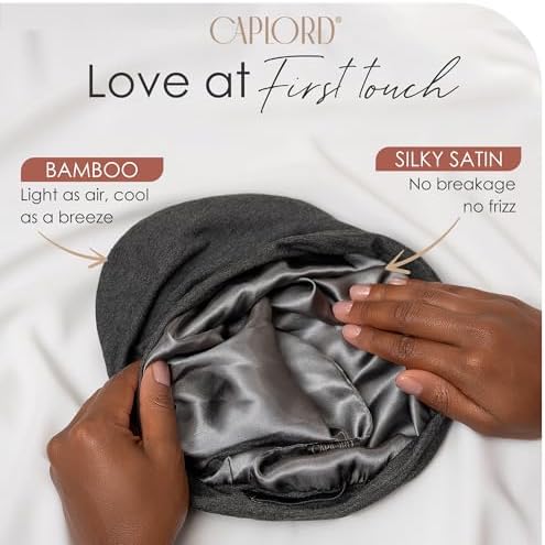 Silk Satin Hair Bonnet for Sleeping - Black Women & Men's Sleep Cap - Image 2
