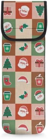 Red Green Christmas Plaid Flat Iron Case Heat Resistant Neoprene Curling Iron Cover Bag with Pocket Curling Iron Organizers and Storage for Flat Iron, Straightener, Curling Wand/Curling Iron by Flashideas