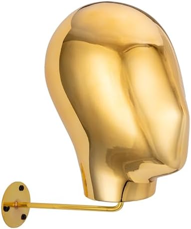 Golden Wall Mounted Mannequin Head for Wigs, Metal Mannequin Head Wall Mount Wig Stand for Caps, Wig Making, Hanging Mannequin Head Model Wig Holder for Hats by Unknown