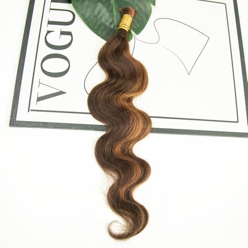 YWIGS Body Wave Bulk Human Braiding Hair for Boho Braids 50G #4/30 18inch - Image 6