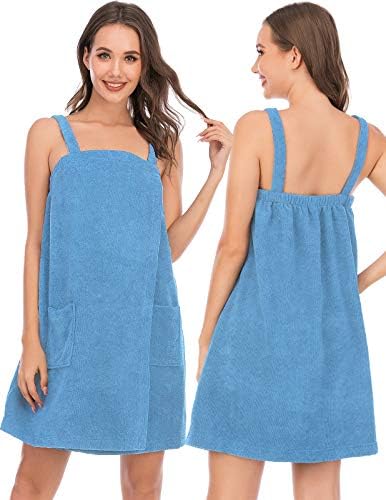 Veseacky Women Bath Wrap Towel for Womens Shower with Pocket Adjustable Spa Robe & Facial Headband - Image 2