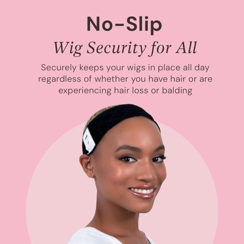 MILANO COLLECTION WiGrip Comfort Band with 9 Pack Nylon Wig Cap Liners Combo, Non-Slip Velvet Wig Grip Band & 9 Elastic Caps, Adjustable, One Size Fits All, Black - Image 5
