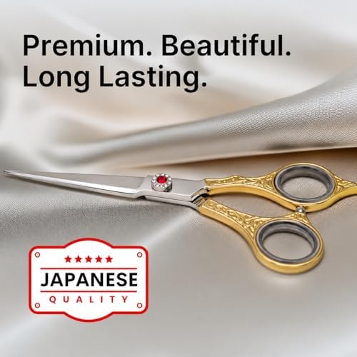 H&S Ruby Series Professional Hair Cutting Scissors | Premium Japanese Stainless Steel | 7.5” Hair Shears, Barber Accessories & Hair Salon Supplies | Beard & Moustache Grooming - Image 2
