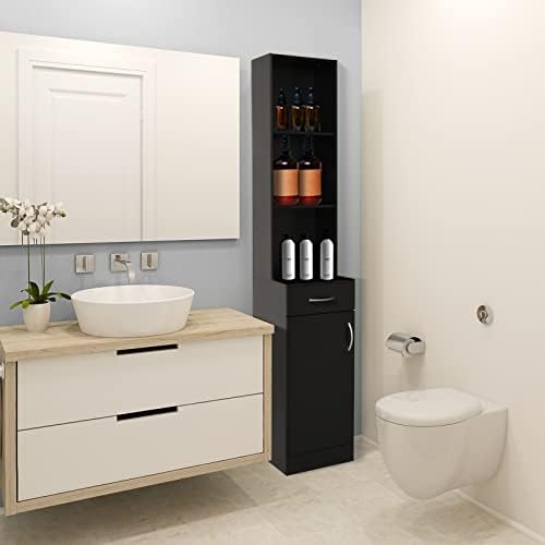 mefeir Salon Station, Barber Hair Stylist Storage Cabinet with Drawer, 5 Compartments & Shelf, Durable MDF, Organizer Equipment for Beauty Salon, Barbershop, Black - Image 4