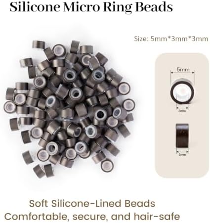 Hair Extension Tools Kit, 200 Silicone Lined Ring Beads, 1 Crochet Hook; 1 Threader, 1 3‑Hole Pliers, 1 Sewing Thread, 8 C/J/I Needles, 1 Storage Box×1–Size: 15cm×9cm - Image 4