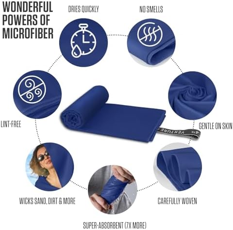 VENTURE 4TH Quick Dry Microfiber Towel for Camping & Gym - Navy Blue Large - Image 6