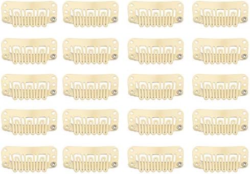 20pcs Snap Clips for Hair Extenisons U-Shaped Wig Clips, Beige Color by FeiHong