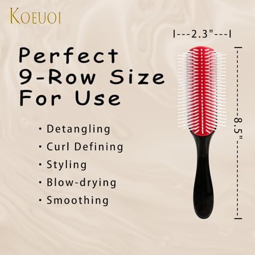 2 Pcs 9 Row Classic Styling Curly Hair Brush for Detangling, Separating, Shaping. For Women and Men Wet or Dry Hair. - Image 4