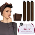 Heatless Hair Curler Heatless Curls Overnight Heatless Blowout with Luxury Cloth Bag Silk Scarf, Curling Rod Headband to Sleep in No Heat Curling with (Brown, 3Rods) by Unknown