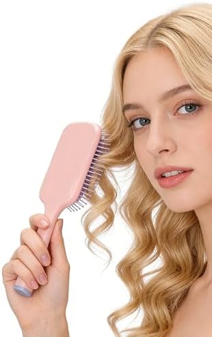 Paddle Hair Brush Women Blow Drying Professional Hairbrush Easy Grip Handle Hair Comb Straightening & Detangle Brush For Wet Dry Long Thick Thin Curly Natural Hair Salon Supplies (Pink) - Image 6