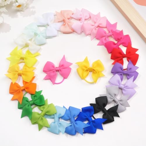 CÉLLOT Baby Hair Ties with Bows,42pcs 2 inch Baby Hair Bow Ponytail Holders - Image 7