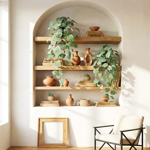 Artificial Plants Indoor - 2Pc Fake Hanging Plants with Pots, Modern Faux Pothos Ivy Plant for Outdoor, Artificial Silk Plant Greenery for Home Window Shelf Decor, White Green 33In - Image 6