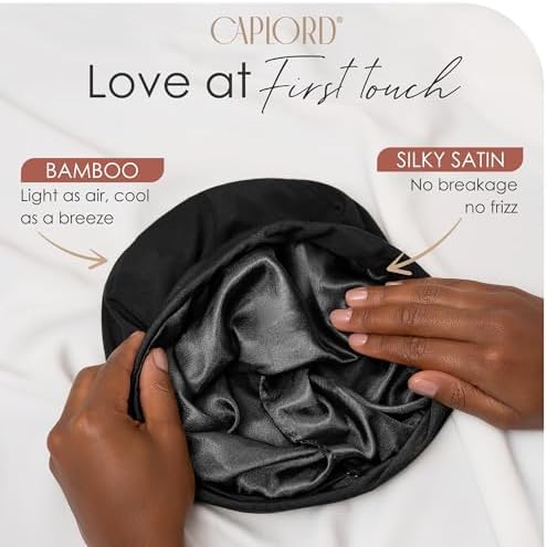 Silk Satin Hair Bonnet for Sleeping - Black Women & Men's Sleep Cap - Image 2
