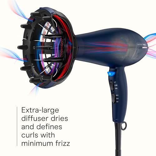 Infiniti PRO CONAIR Hair Dryer with Innovative Diffuser, Enhances Curls and Waves While Reducing Frizz, Dark Blue (Pack of 2) - Image 4