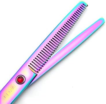 7.0 Inches Professional hair cutting thinning scissors set with razor (Rainbow) - Image 6