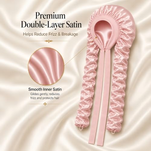 Double Layer Slik Like Satin Bonnet, 33-43" XXL Bonnet for Braids Long Hair - Image 3
