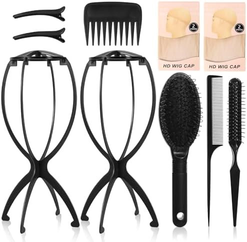 obeoby Wig Stand and Wig Brush Comb Set for Human and Synthetic Hair by obeobyhairaccessories