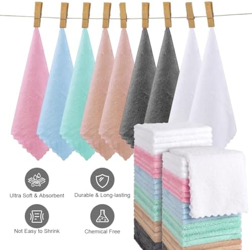 Orighty Ultra Soft Washcloths 48 Pack, Premium Microfiber Towel Sets 12 x 12 inches, Absorbent and Quick Drying Coral Velvet Washcloth, Versatile Wash Cloth for Bathroom, Hotel, and Gym (Multi-Colors) - Image 3